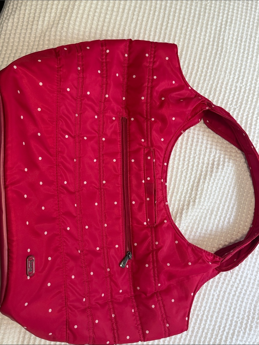 lug Hot Pink Polka Dot Puffer Tote gondola